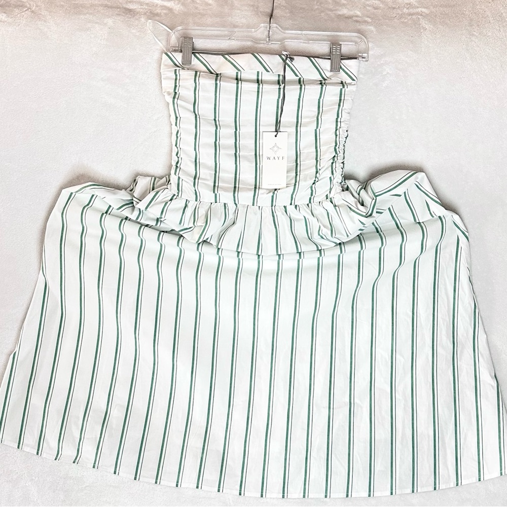 WAYF Green Stripes Convertible Strapless Women’s Dress - Size XS